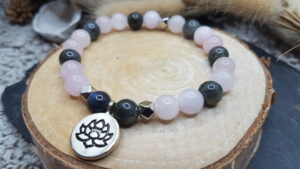 Bracelet Labra et quartz rose - Lotus- les sens de julie - lithotherapie et artisanat