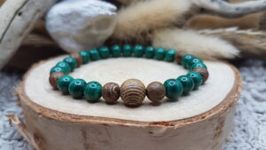 Bracelet Malachite & Bois - santé & détermination -les sens de julie-lithotherapie et artisanat