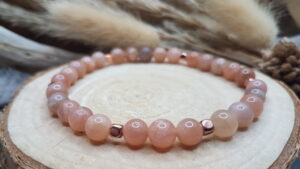 Bracelet pierre de soleil - Doré rose - Bracelet pierre de soleil - Doré rose - les sens de julie -lithotherapie - artisanat