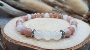 Bracelet Pierre de Soleil et Pierre de Lune - Or rose -les sens de julie - lithotherapie et artisanat - prix 28 euros