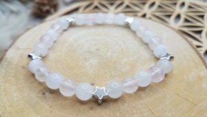 Bracelet Quartz Rose & Pierre de Lune-Etoile