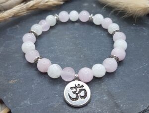 Bracelet Quartz Rose & Pierre de Lune-Maxi Om