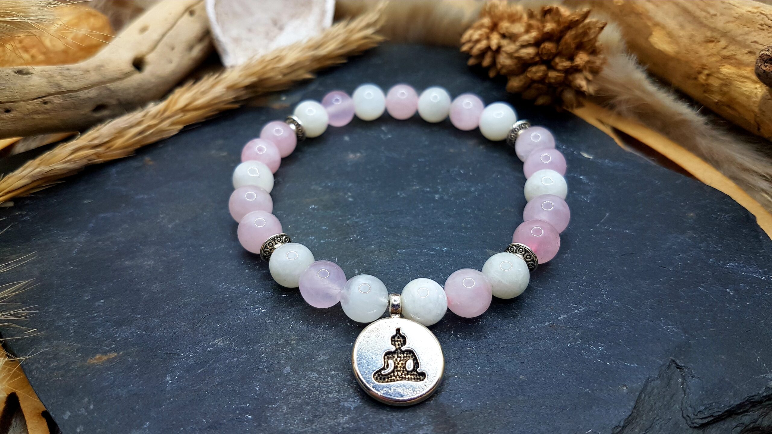 Bracelet Quartz Rose & Pierre de Lune-Yogi