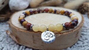 Bracelet Calcite orange & Jaspe Mokaite-Mini Om