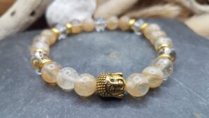 Bracelet Citrine & Cristal de roche-Boudha