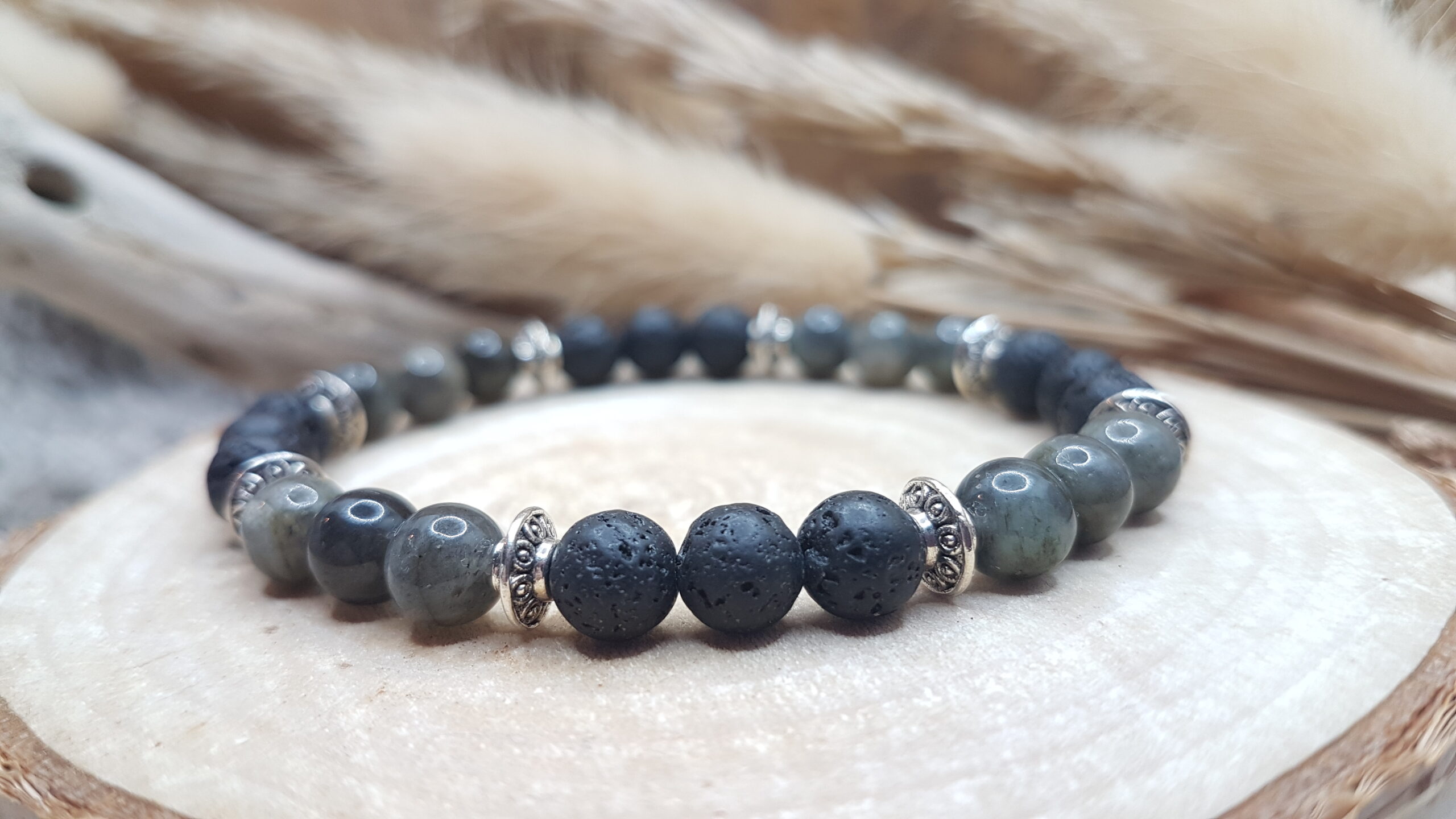 Bracelet Labradorite & Pierre de Lave – Image 2