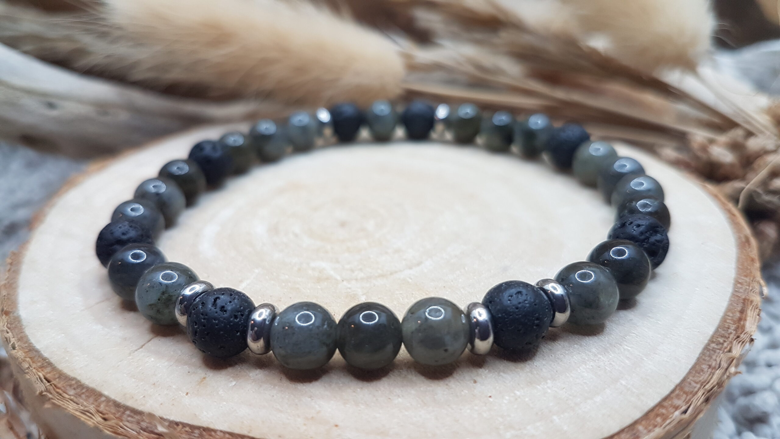 Bracelet Labradorite & Pierre de Lave