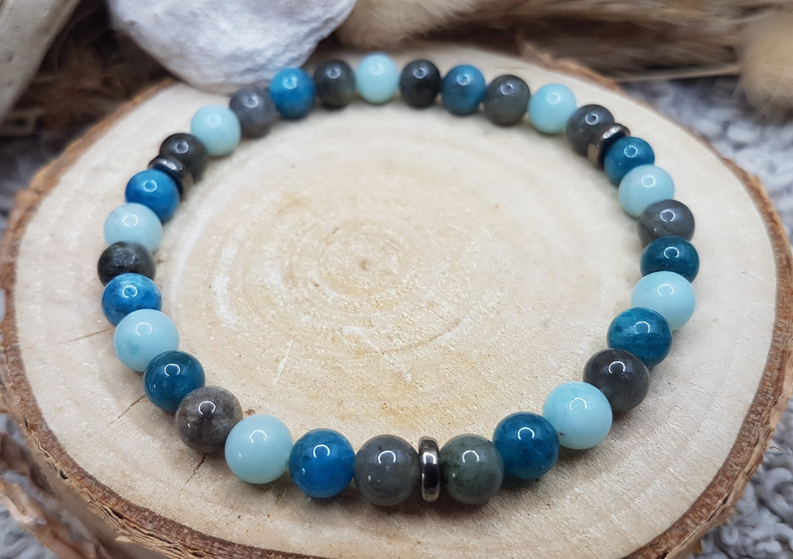 Bracelet Amazonite, Labradorite & Apatite bleue – Image 2