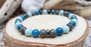 Bracelet Amazonite, Labradorite & Apatite bleue
