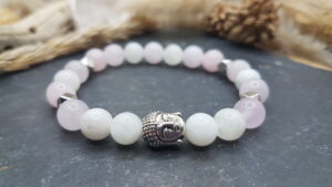 Bracelet Quartz Rose & Pierre de Lune-Boudha