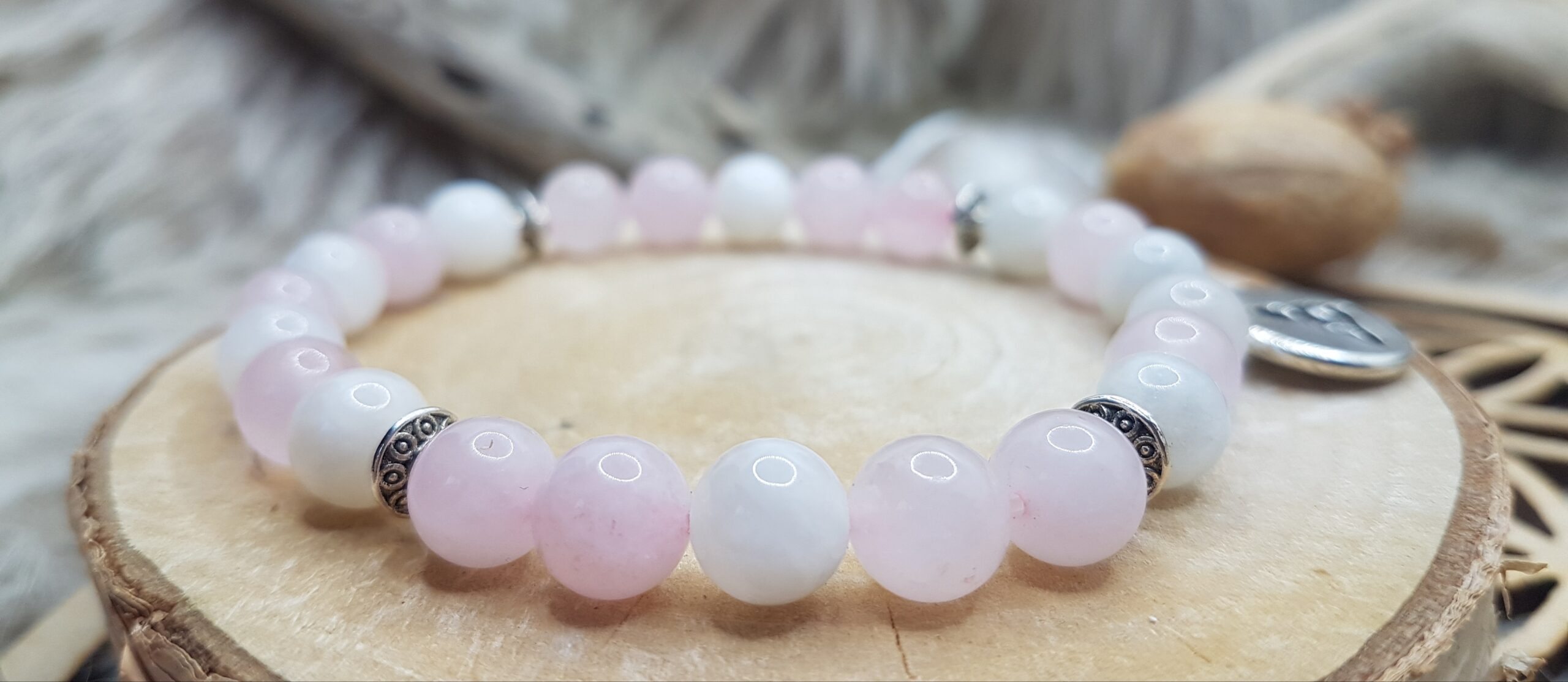 Bracelet Quartz Rose & Pierre de Lune-Yogi – Image 3