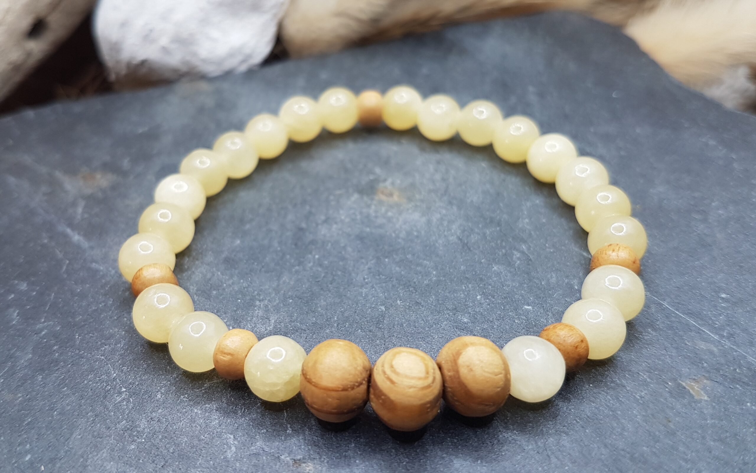 Bracelet Calcite orange & Bois – Image 2