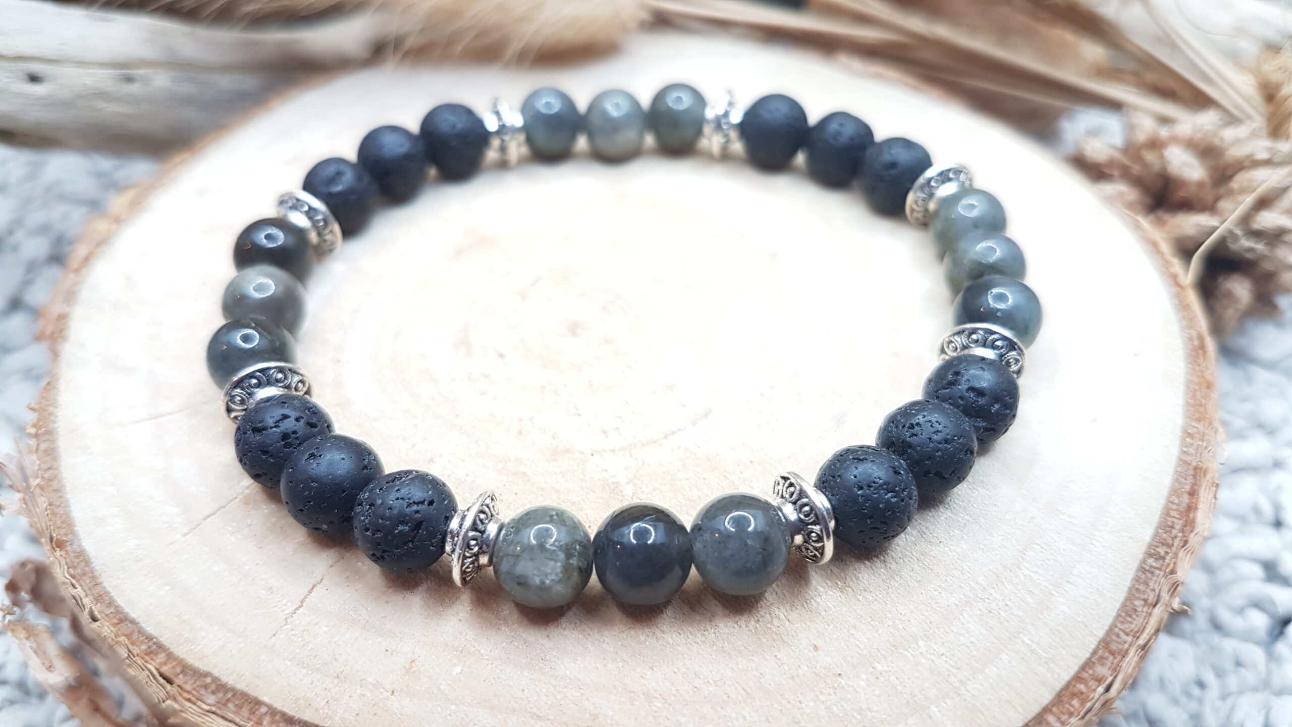 Bracelet Labradorite & Pierre de Lave – Image 3