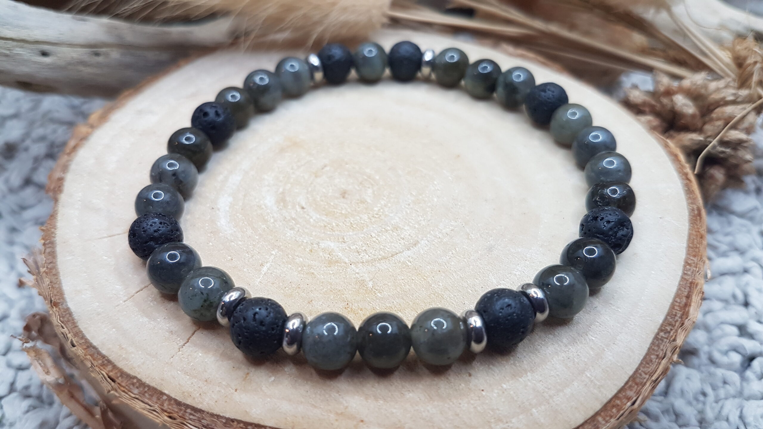 Bracelet Labradorite & Pierre de Lave – Image 2