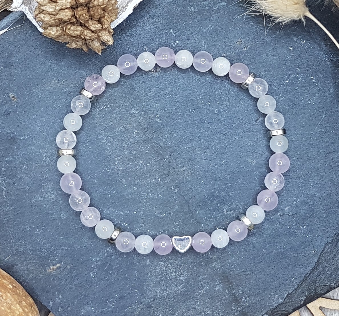 Bracelet Quartz Rose & Pierre de Lune-Mini Coeur – Image 3