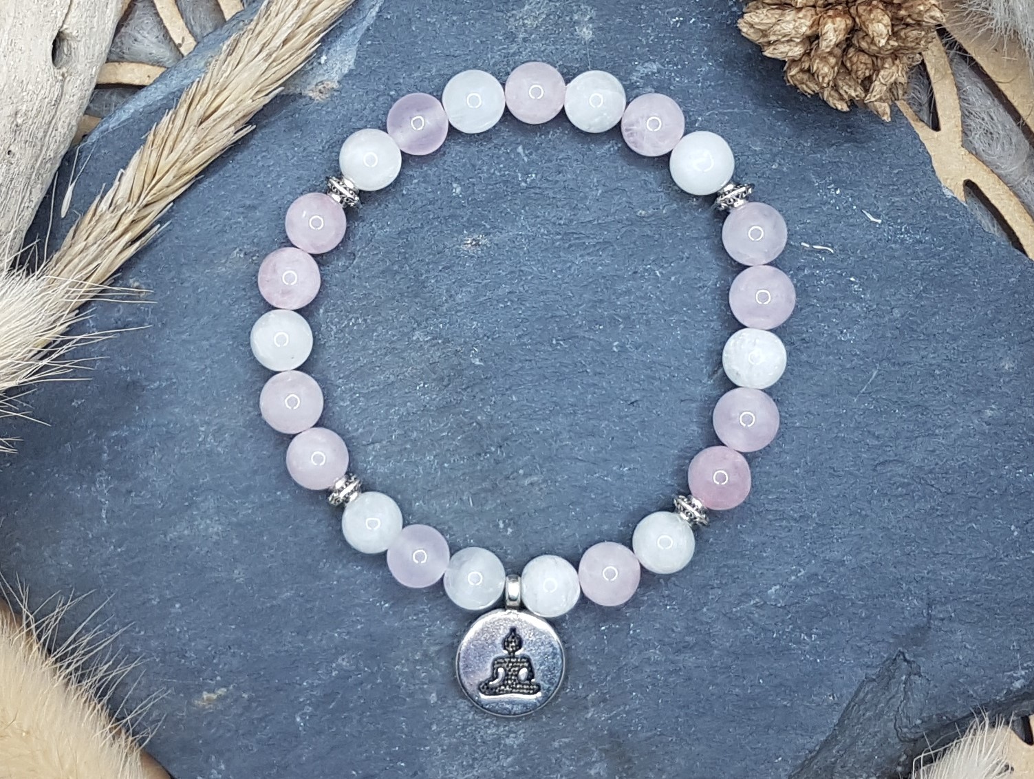 Bracelet Quartz Rose & Pierre de Lune-Yogi – Image 2