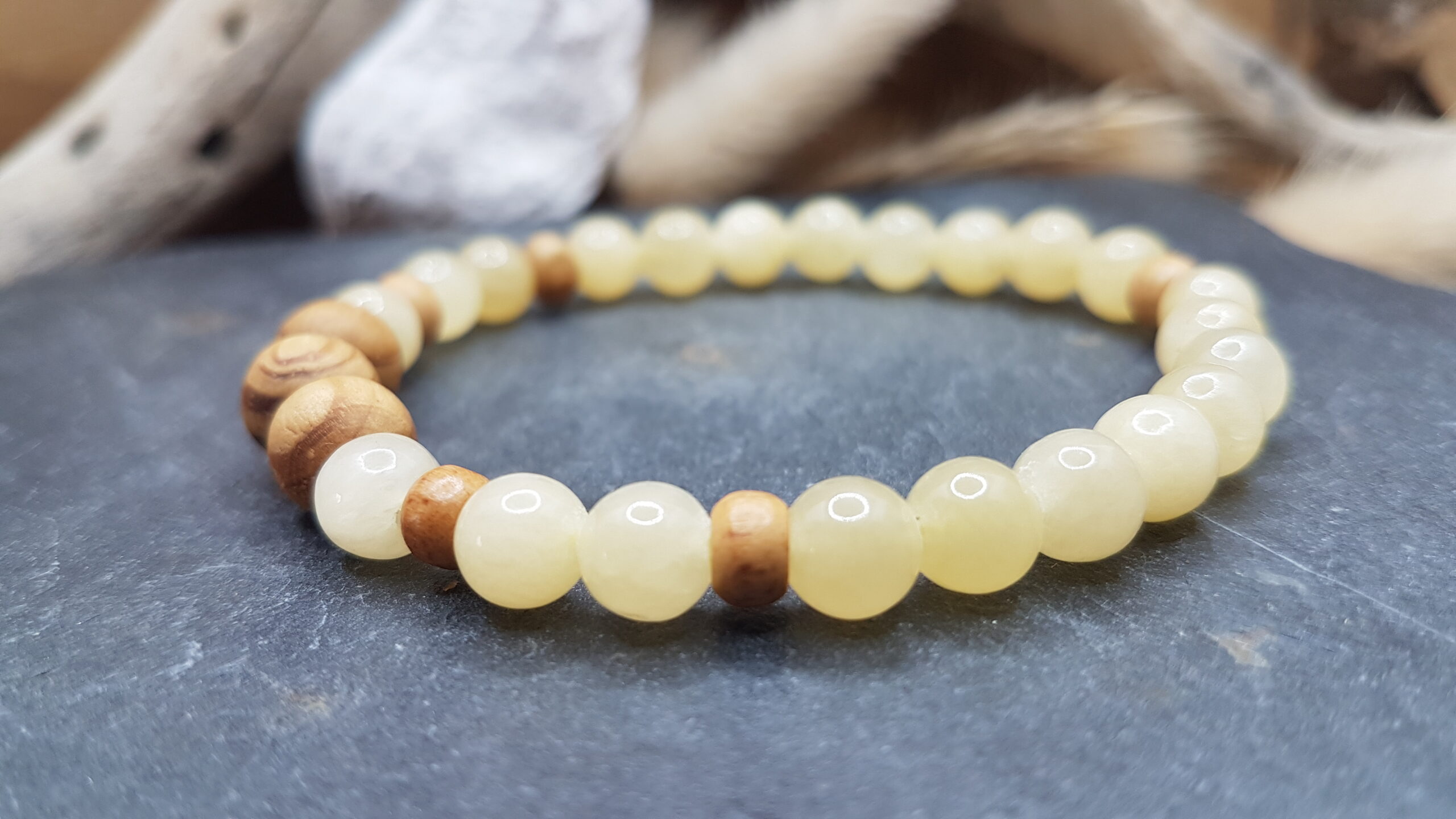 Bracelet Calcite orange & Bois – Image 3