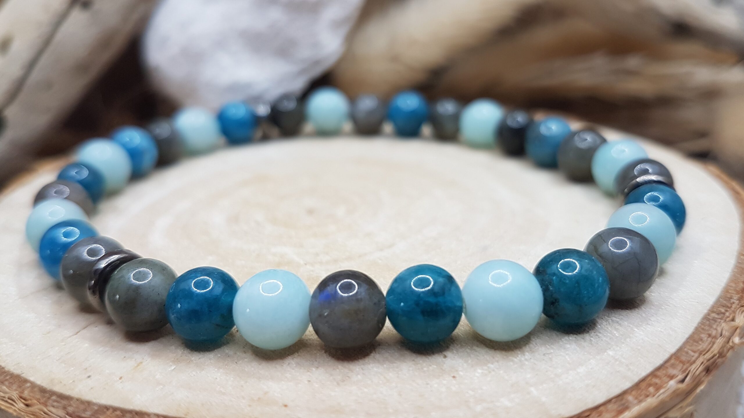 Bracelet Amazonite, Labradorite & Apatite bleue – Image 3