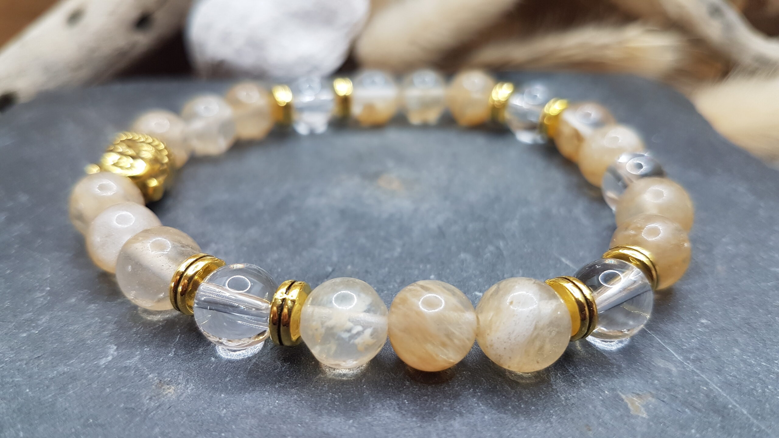 Bracelet Citrine & Cristal de roche-Boudha – Image 3