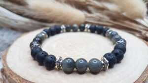 Bracelet Labradorite & Pierre de Lave