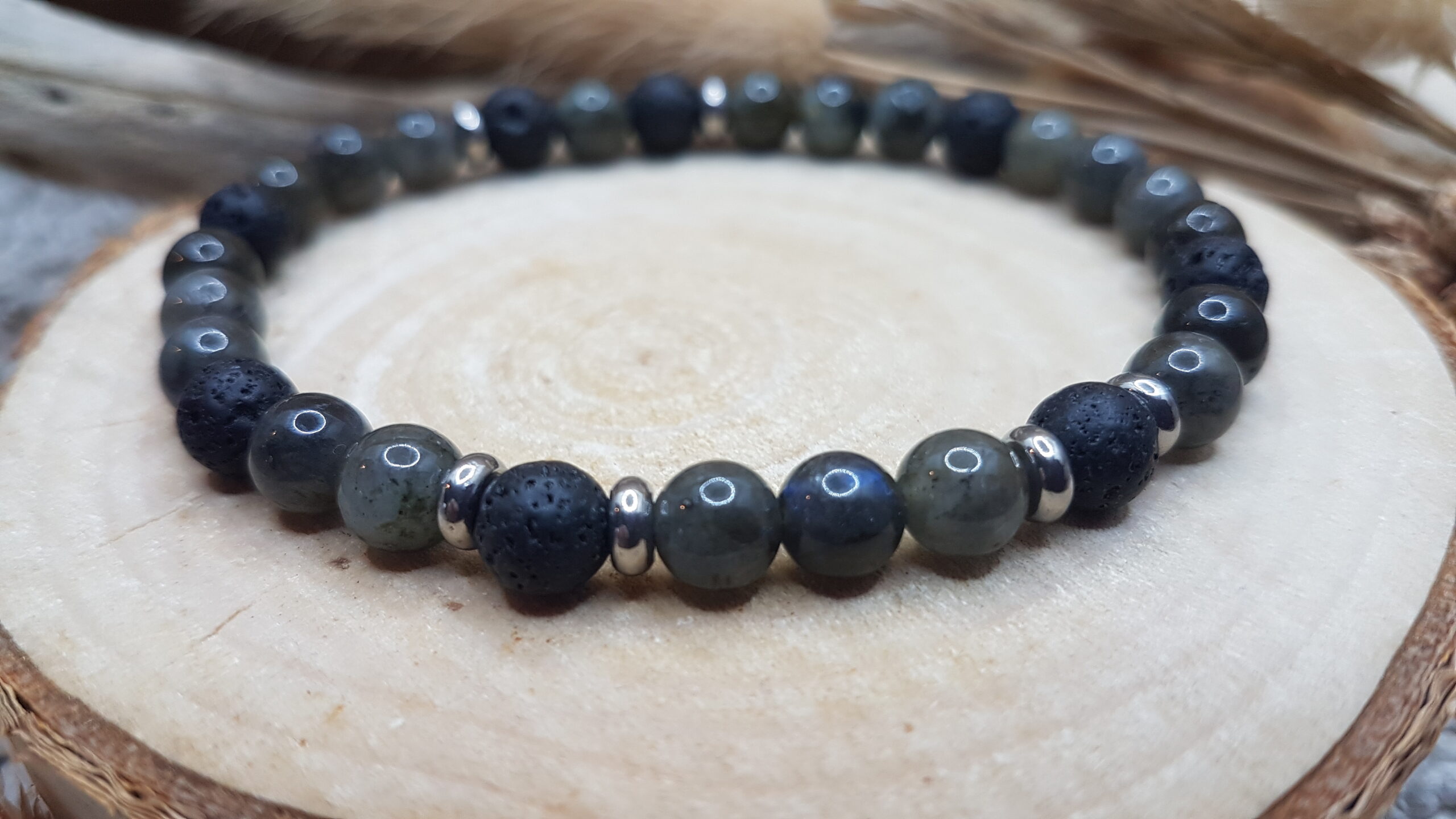 Bracelet Labradorite & Pierre de Lave – Image 3