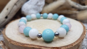 Bracelet Amazonite, Pierre de Lune & Quartz rose