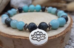 Bracelet Amazonite & Labradorite - Fleur de Lotus
