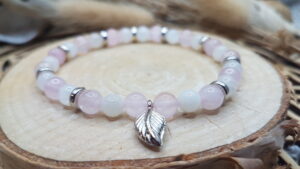 Bracelet Quartz Rose & Pierre de Lune-Plume