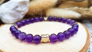 Bracelet Améthyste - Mini coeur Argent
