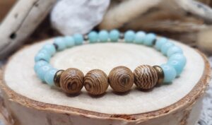 Bracelet Amazonite & Bois-Bronze