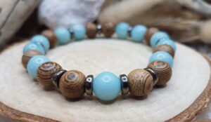 Bracelet Amazonite & Bois-Black silver