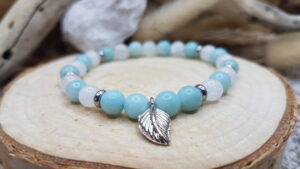 Bracelet Amazonite & Pierre de Lune - Plume
