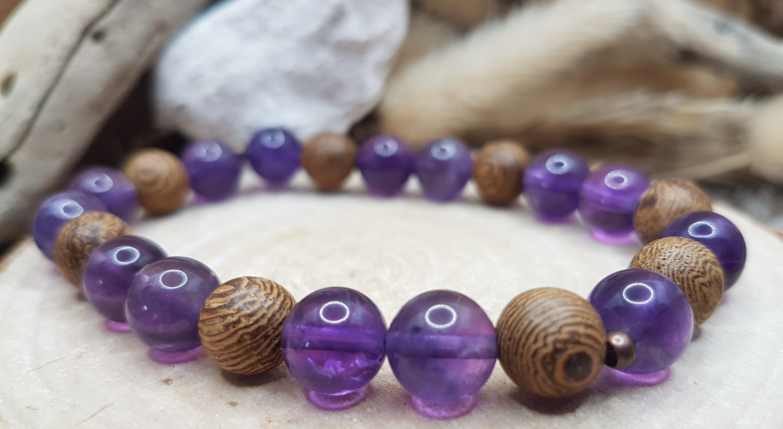 Bracelet Améthyste & Bois – Image 2