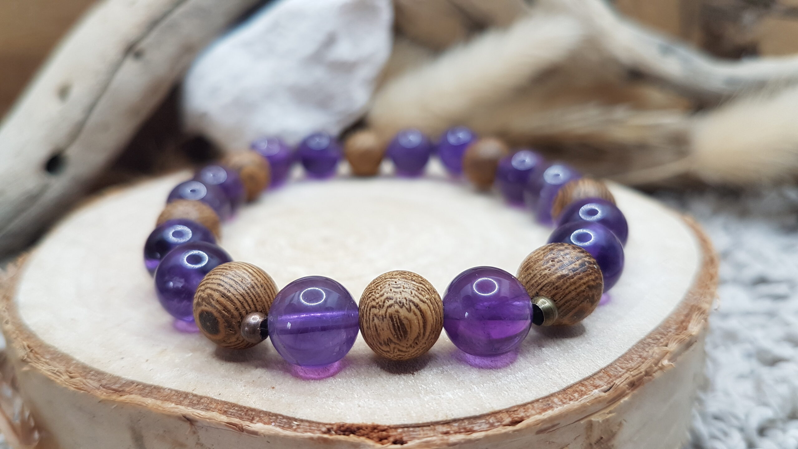 Bracelet Améthyste & Bois – Image 3