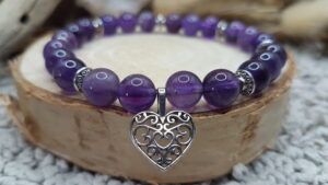 Bracelet Améthyste - Maxi Coeur