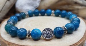 Bracelet Apatite bleue-Arbre de vie