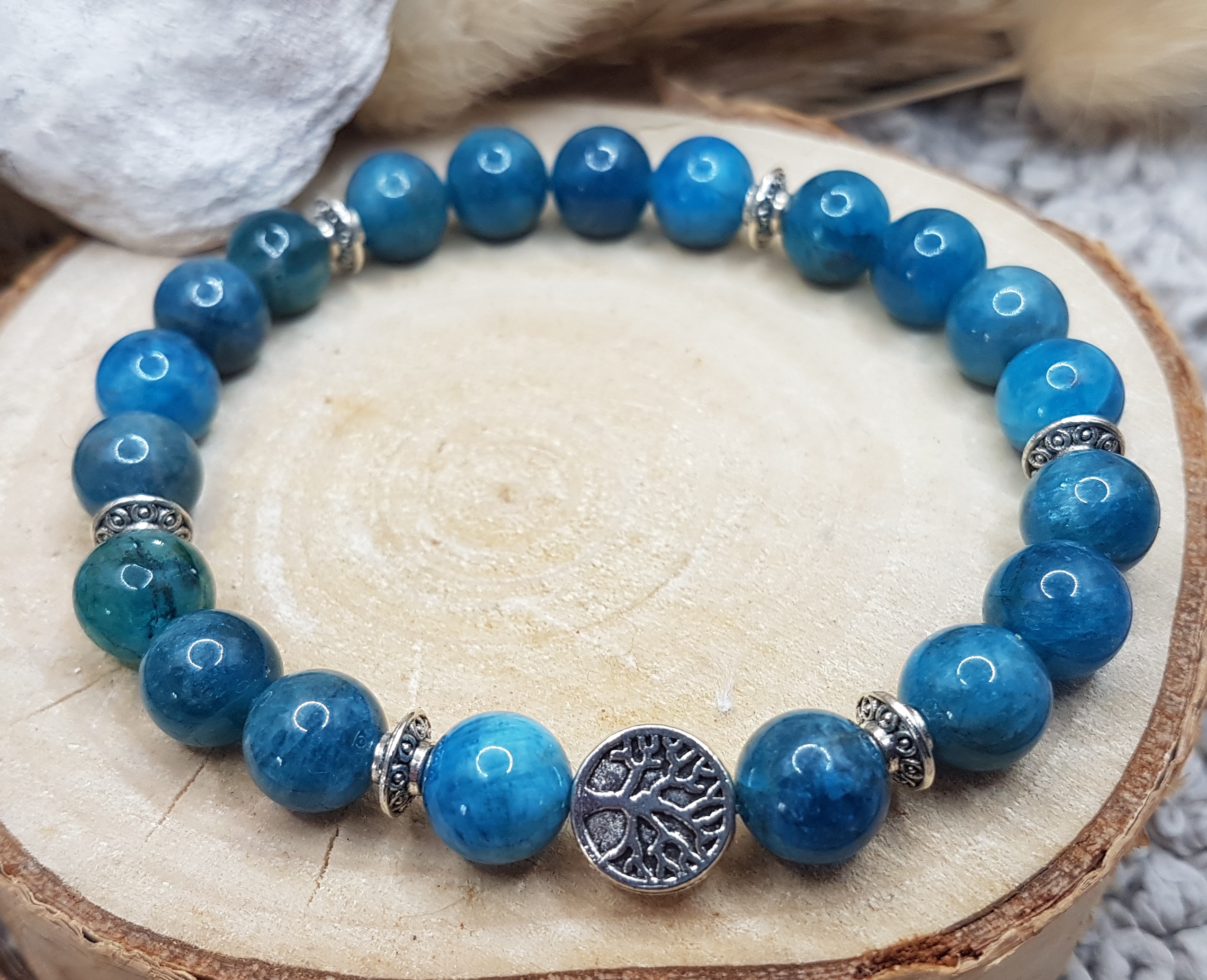 Bracelet Apatite bleue-Arbre de vie – Image 3