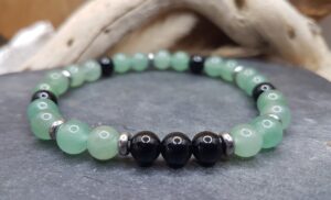 Bracelet Aventurine verte & Agate noire
