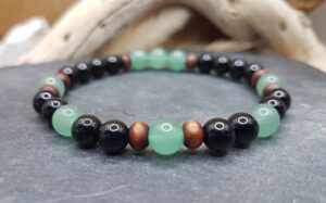 Bracelet Aventurine verte & Agate noire