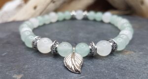 Bracelet Aventurine verte & Pierre de Lune-Plume