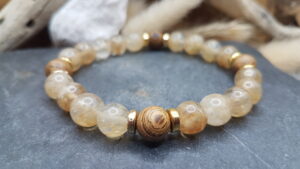 Bracelet Citrine & Bois-Or