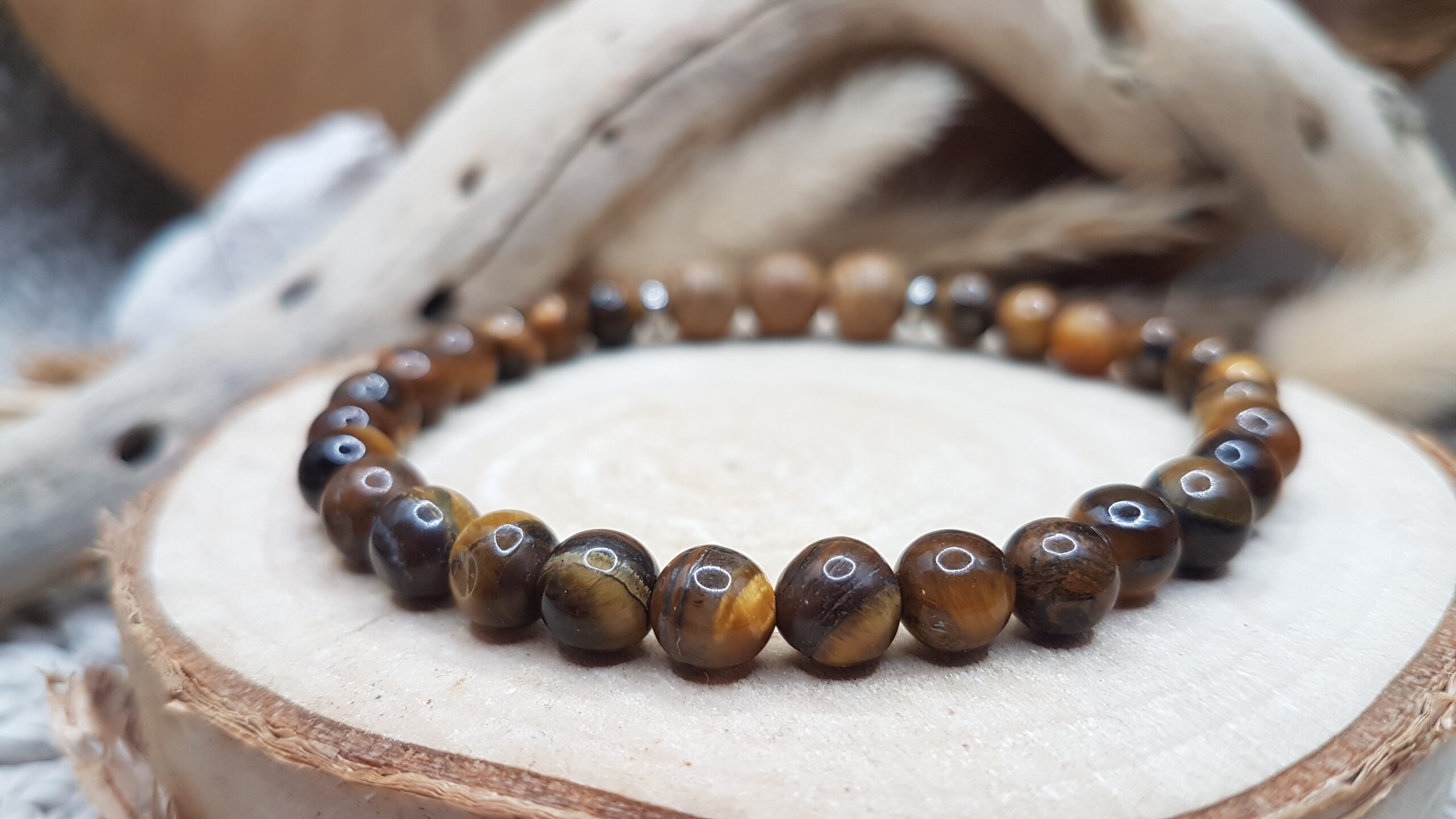 Bracelet Oeil de Tigre & Bois-Trio – Image 3