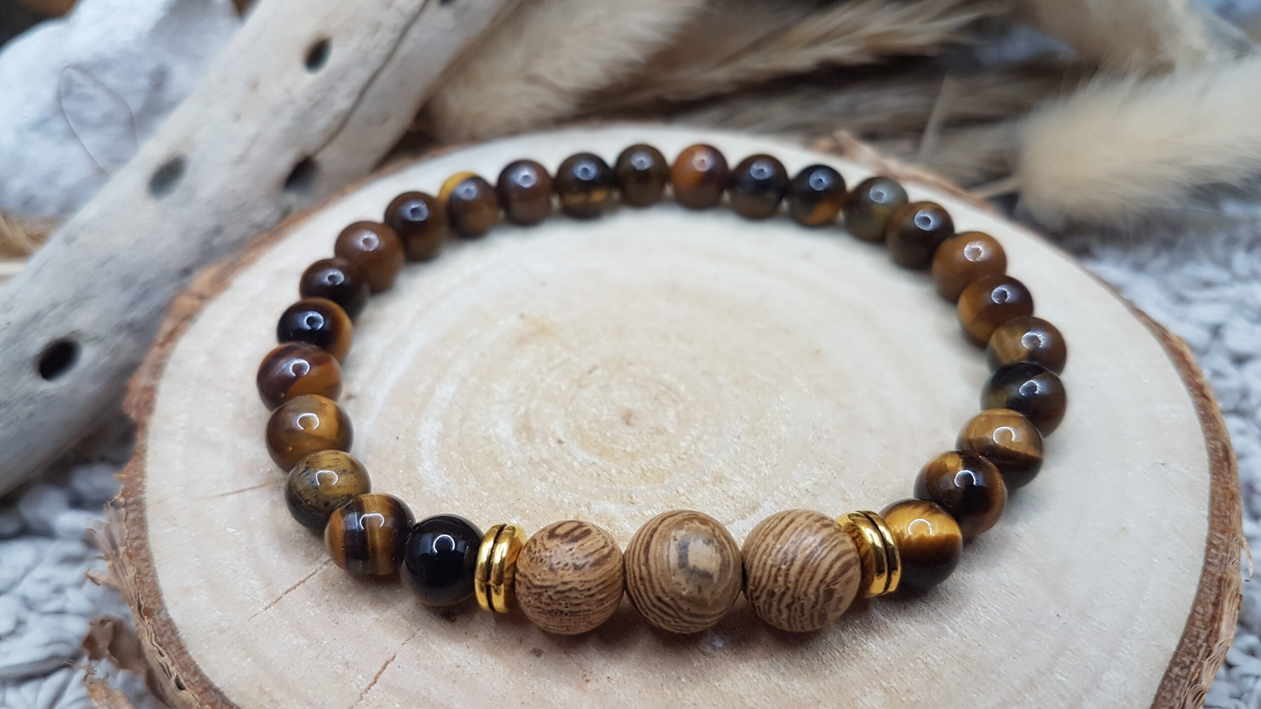 Bracelet Oeil de Tigre & Bois-Trio – Image 2