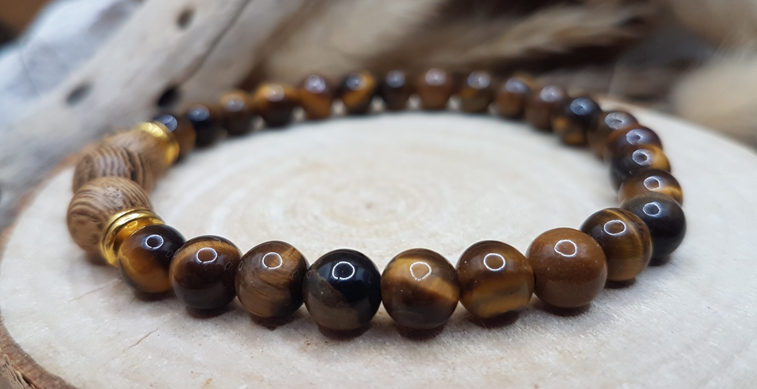 Bracelet Oeil de Tigre & Bois-Trio – Image 3