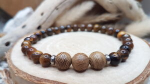 Bracelet Oeil de Tigre & Bois-Trio