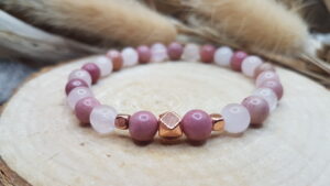 Bracelet Rhodonite & Quartz Rose