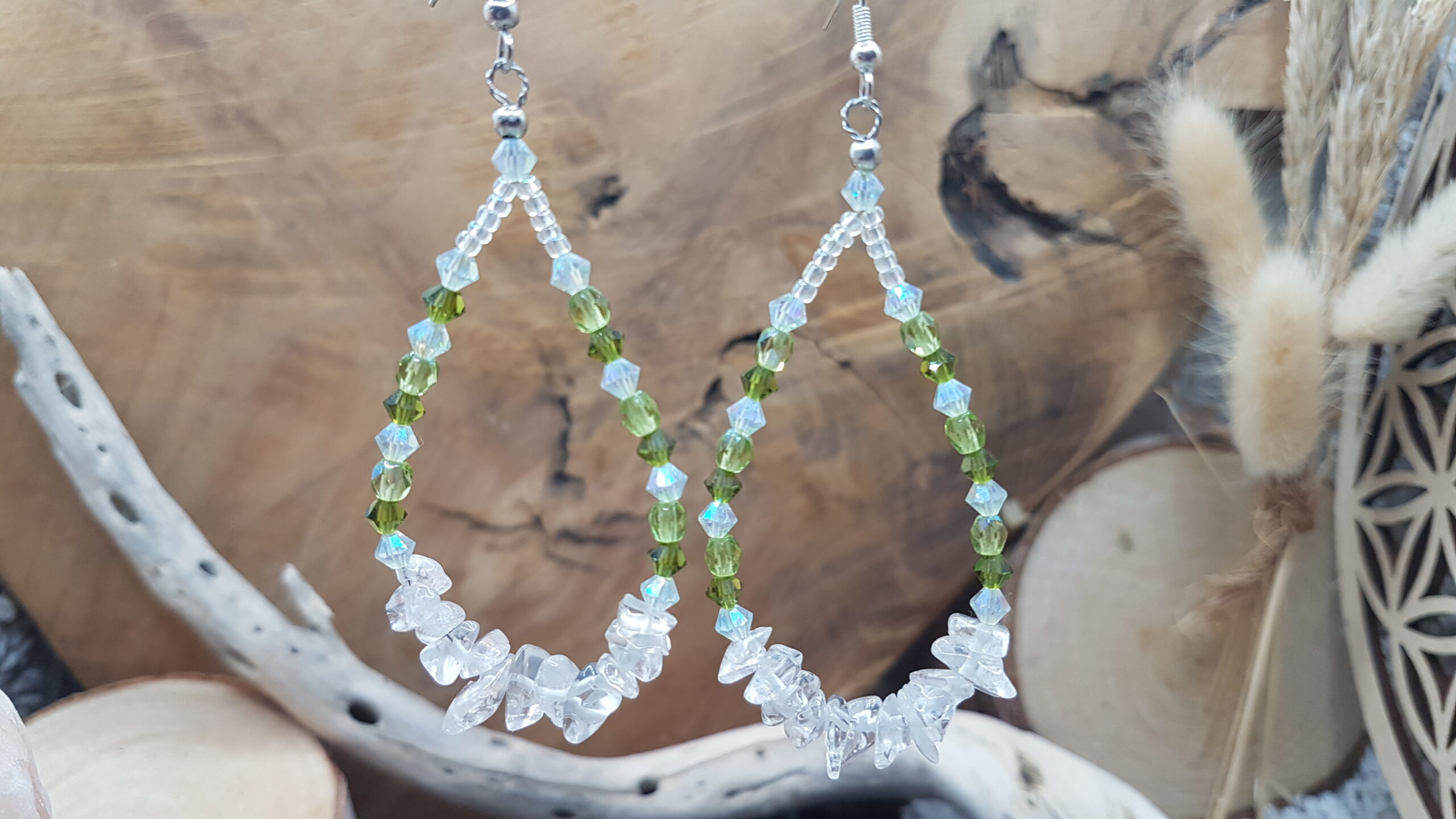 Boucles d'oreilles Cristal de Roche & Cristaux Swarovski – Image 2