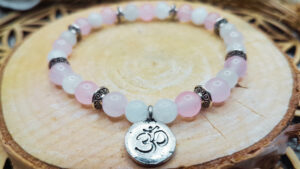 Bracelet Quartz Rose & Pierre de Lune-Mini Om