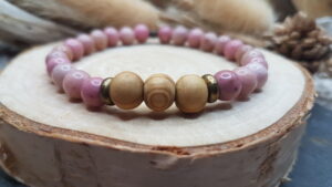 Bracelet Rhodonite & Bois