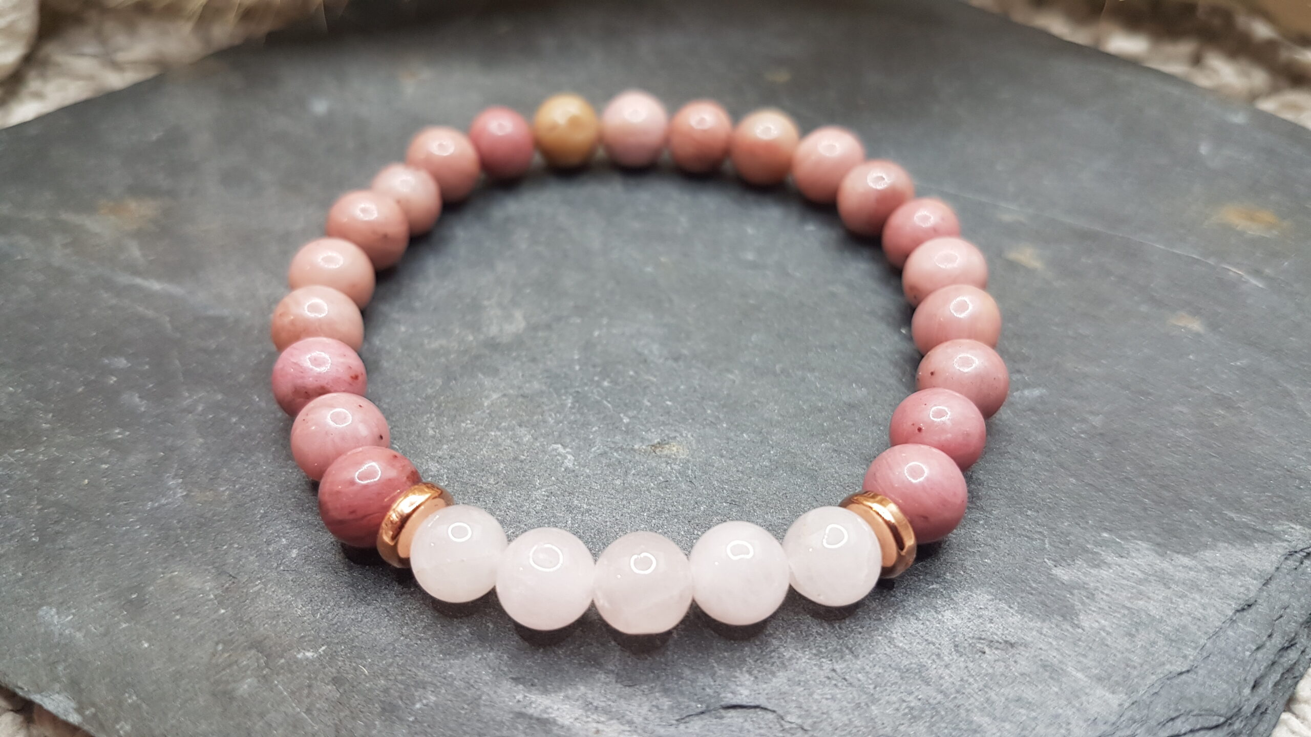 Bracelet Rhodonite & Quartz Rose – Image 2